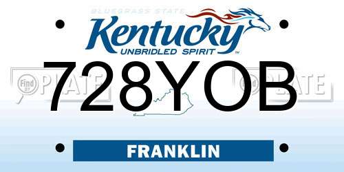 728YOB Kentucky License Plate