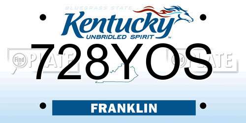 728YOS Kentucky License Plate