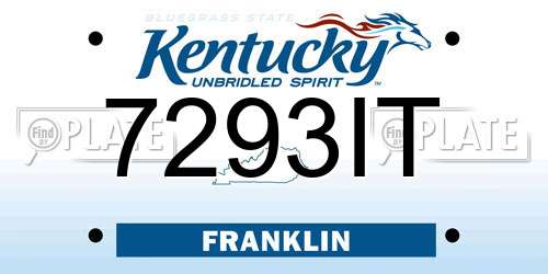 7293IT Kentucky License Plate