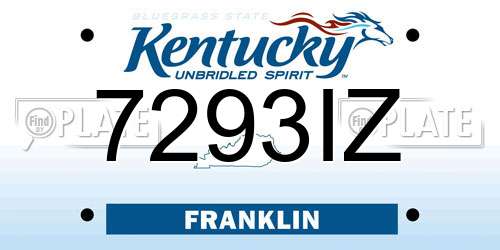 7293IZ Kentucky License Plate