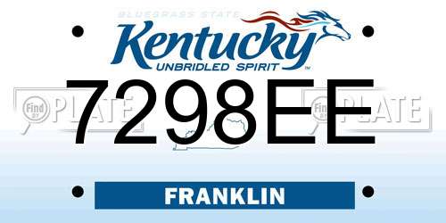 7298EE Kentucky License Plate