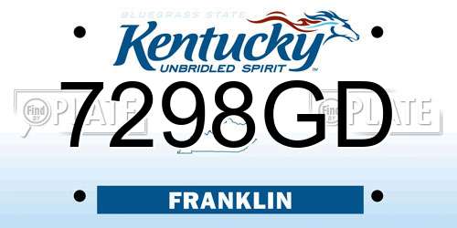 7298GD Kentucky License Plate