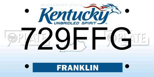 729FFG Kentucky License Plate