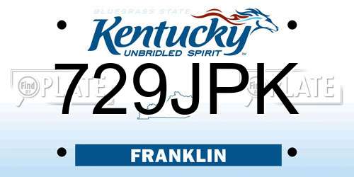 729JPK Kentucky License Plate