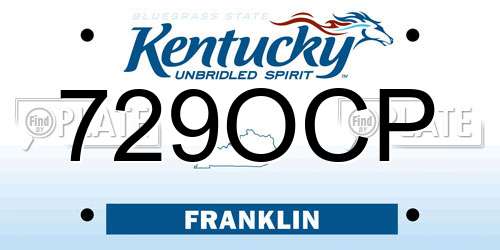729OCP Kentucky License Plate