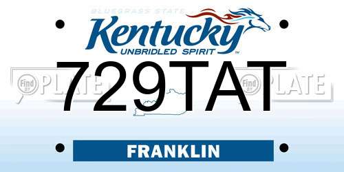 729TAT Kentucky License Plate