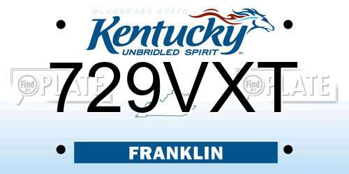 729VXT Kentucky License Plate