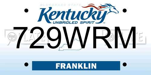 729WRM Kentucky License Plate