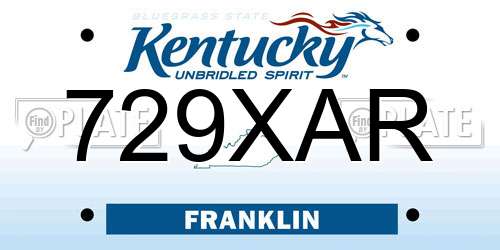 729XAR Kentucky License Plate