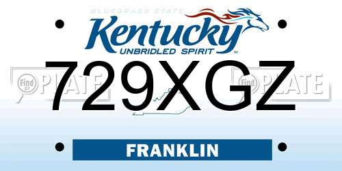 729XGZ Kentucky License Plate