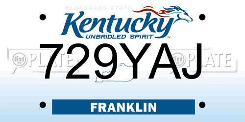 729YAJ Kentucky License Plate