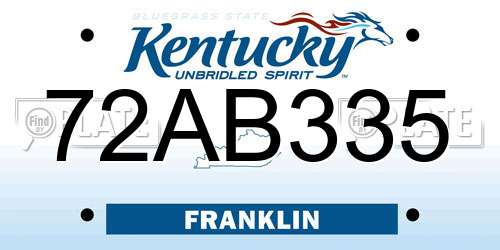 72AB335 Kentucky License Plate