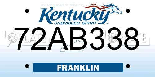 72AB338 Kentucky License Plate