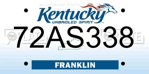 72AS338 Kentucky License Plate