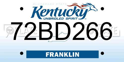 72BD266 Kentucky License Plate