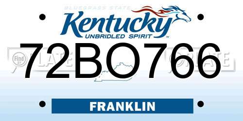 72BO766 Kentucky License Plate