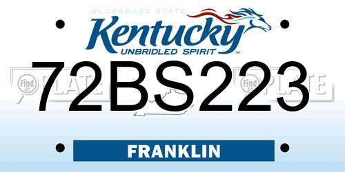 72BS223 Kentucky License Plate