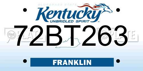 72BT263 Kentucky License Plate