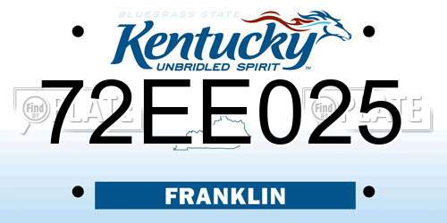72EE025 Kentucky License Plate