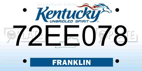 72EE078 Kentucky License Plate