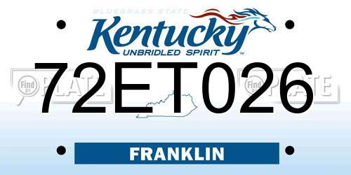 72ET026 Kentucky License Plate