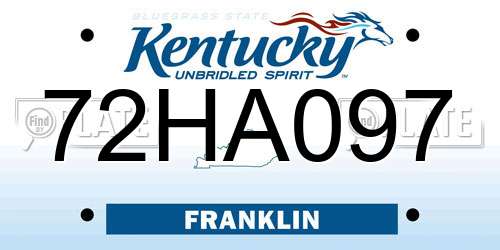 72HA097 Kentucky License Plate