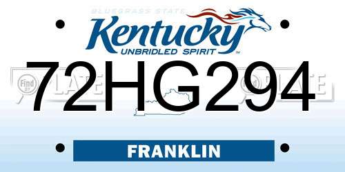 72HG294 Kentucky License Plate