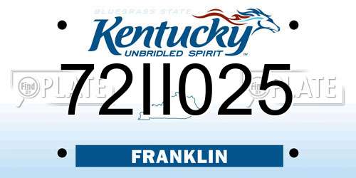 72II025 Kentucky License Plate