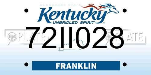 72II028 Kentucky License Plate