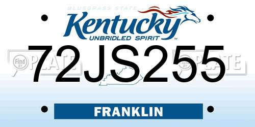 72JS255 Kentucky License Plate