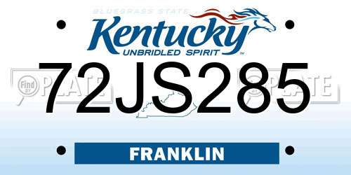 72JS285 Kentucky License Plate