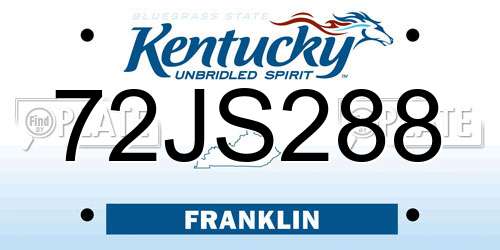 72JS288 Kentucky License Plate