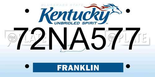 72NA577 Kentucky License Plate
