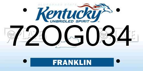72OG034 Kentucky License Plate