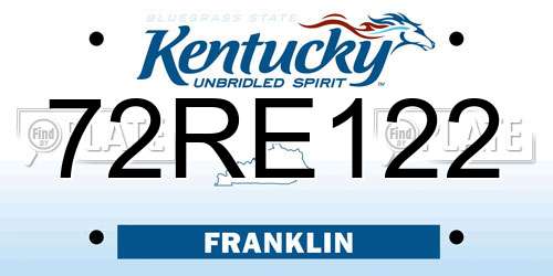 72RE122 Kentucky License Plate