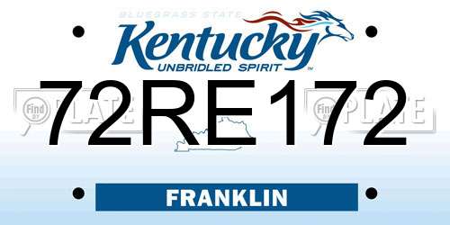 72RE172 Kentucky License Plate