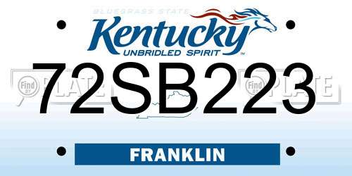 72SB223 Kentucky License Plate