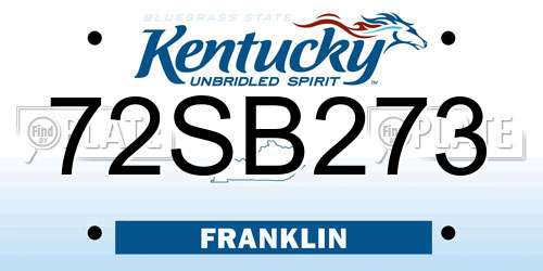 72SB273 Kentucky License Plate