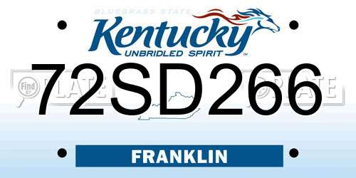 72SD266 Kentucky License Plate