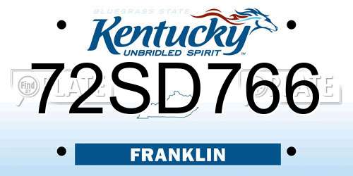 72SD766 Kentucky License Plate