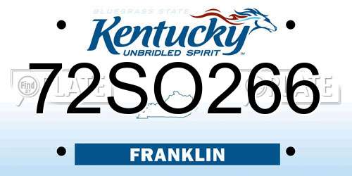 72SO266 Kentucky License Plate