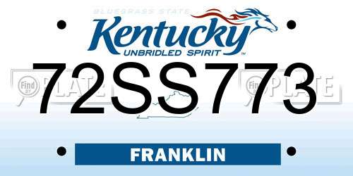 72SS773 Kentucky License Plate