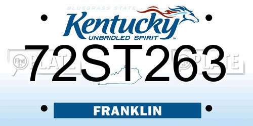72ST263 Kentucky License Plate