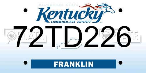 72TD226 Kentucky License Plate