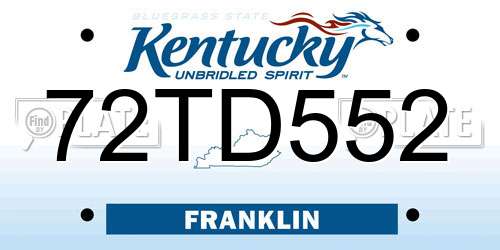 72TD552 Kentucky License Plate