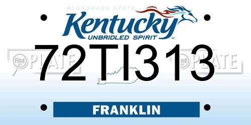 72TI313 Kentucky License Plate