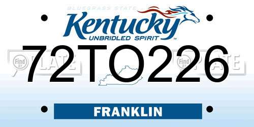 72TO226 Kentucky License Plate