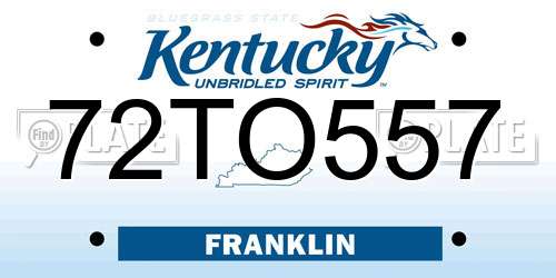 72TO557 Kentucky License Plate
