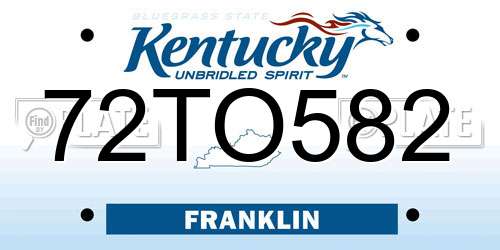 72TO582 Kentucky License Plate