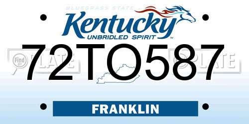 72TO587 Kentucky License Plate